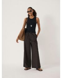 Hush - Bernie Check Wide Leg Cotton Blend Trouser - Lyst
