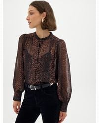 Hush - Naomi Leopard Chiffon Blouse - Lyst