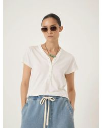 Hush - Roe Cotton Slub Henley T-Shirt - Lyst