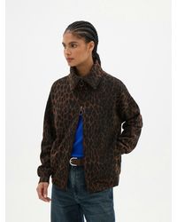 Hush - Leopard Print Funnel Neck Double Zip Sweatshirt - Lyst