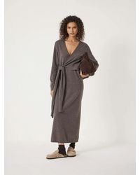 Hush - Merino V-Neck Tie Detail Dress - Lyst
