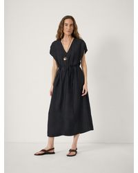 Hush - Remy Pleated Linen Blend Midi Dress - Lyst