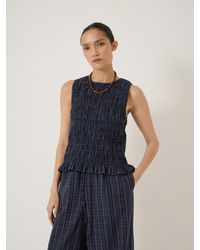 Hush - Maddie Shirred Cotton Check Shell Top - Lyst