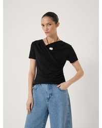 Hush - Noor V Neck Drapey T-Shirt - Lyst