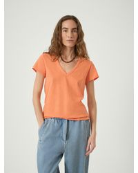 Hush - Slim Fit Slub Cotton V Neck T-Shirt - Lyst