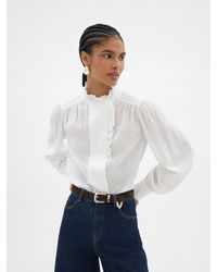 Hush - Martha Ruffle Neck Concealed Placket Blouse - Lyst