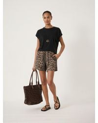 Hush - Betty Leopard Pull On Denim Shorts - Lyst