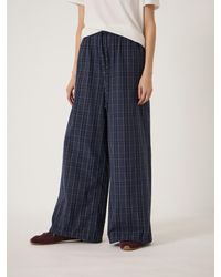 Hush - Axelle Check Wide Leg Cotton Blend Trouser - Lyst