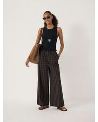 Hush - Bernie Check Wide Leg Cotton Blend Trouser - Lyst