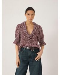 Hush - Koa Ruffle Short Sleeve Textured Blouse - Lyst