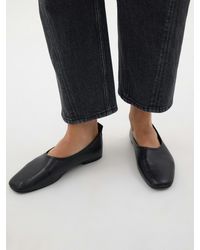 Hush - Calyx Square Toe Leather Ballerina Flats - Lyst