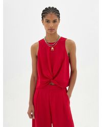 Hush - Maggie Twist Front Linen Top - Lyst