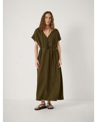 Hush - Linen Blend Remy Pleated Midi Dress - Lyst