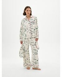 Hush - Letitia Brushed Cotton Curved Collar Pyjamas + Eye Mask - Lyst