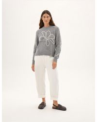 Hush - Wool Blend Crew Neck Jumper With Flower Motif - Lyst