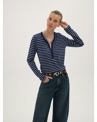 Hush - Roe Cotton Long Sleeve Slub Henley T-Shirt - Lyst