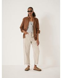 Hush - Button Fly Stripe Denim Boyfriend Jean - Lyst