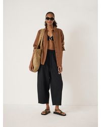 Hush - Juno Seersucker Cotton Barrel Leg Trousers - Lyst
