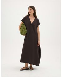 Hush - Lottie Barrel Detail V Neck Midi Dress - Lyst
