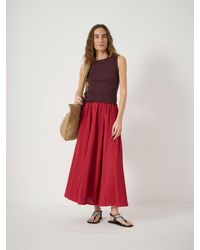 Hush - Mavi Godet Crinkle Midi Skirt - Lyst