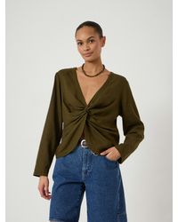 Hush - Linen Blend Bronte Twist Front Top - Lyst