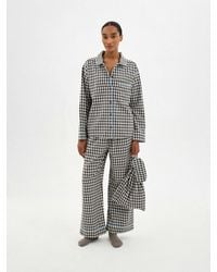 Hush - Letitia Brushed Cotton Curved Collar Pyjamas + Eye Mask - Lyst