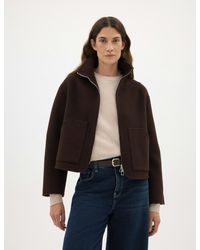 Hush - Ira Pure Wool Double Faced Funnel Neck Zip Jacket - Lyst