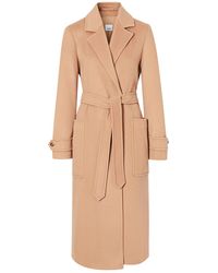 burberry peak lapel cashmere wrap coat