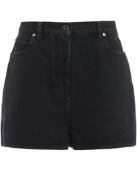 Valentino Denim Shorts With Deconstructed Go Logo - Black