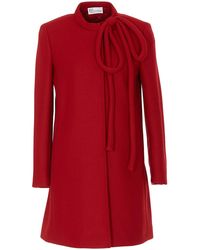 RED Valentino Maxi Bow Detailed Wool Blend Coat - Red