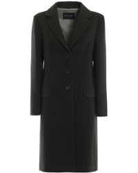 Etro Houndstooth Wool Straight Hem Coat - Green