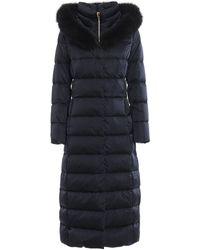 Herno Fur Trim Water Repellent Long Padded Coat - Blue