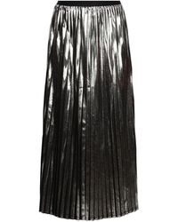 Versace Pleated Metallic Silver-tone Skirt