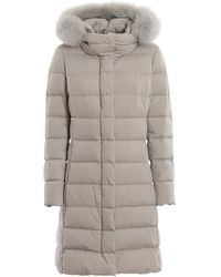 Herno Fur Trim Water Repellent Long Padded Coat - Gray