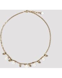 McQueen - Pearly Skull Necklace - Lyst