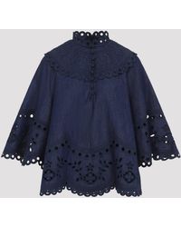 Zimmermann - Ink Mahon Broderie Denim Top - Lyst