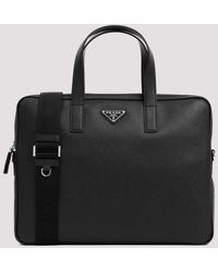Prada Leather Work Bag - Black
