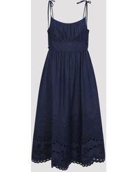 Zimmermann - Ink Mahon Denim Broderie Midi Dress - Lyst