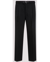 Prada - Belted Wool Straight-Leg Trousers - Lyst