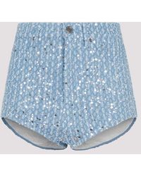 ROTATE BIRGER CHRISTENSEN Embellished Denim Shorts Pants - Blue