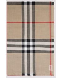 Burberry - Wool And Silk Check Scarf - Lyst