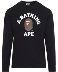 A Bathing Ape - College Mini Logo Long Sleeve T-Shirt - Lyst