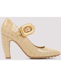 Bottega Veneta - Luxurious Nude Croco Leather Mary Jane Pumps For - Lyst