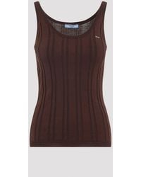 Prada - Tabacco Ribbed Knit Tank Top - Lyst