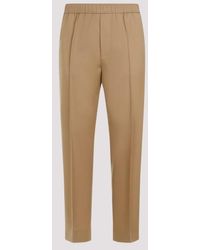 Lanvin - Brown Desert Wool Tapered Elasticated Trousers - Lyst