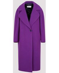 Dries Van Noten Wool Coat - Purple