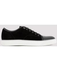 Lanvin - Men Suede Leather Captoe Low Top Sneakers - Lyst