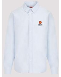 KENZO - Blue Sky Cotton Boke Flower Crest Casual Shirt - Lyst