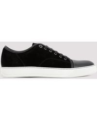Lanvin - Men Suede Leather Captoe Low Top Sneakers - Lyst