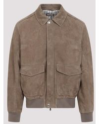 Brunello Cucinelli - Suede Leather Bomber Jacket - Lyst